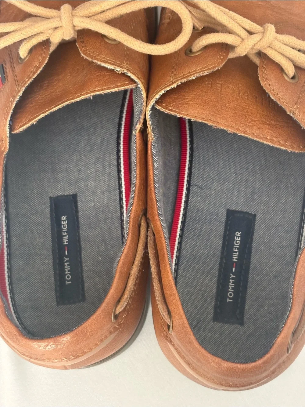 Tommy Hilfiger Tan Leather Men’s Boat Shoes